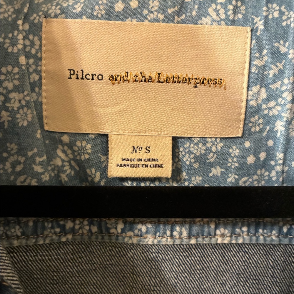 Anthropologie Pilcro & the Letterpress Denim Jacket Gingham Embroidered Lace S - Picture 8 of 12